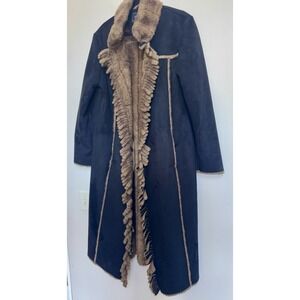 Terry Lewis Faux Suede & Fur Coat M Penny Lane Afghan Yellowstone Boho Cowgirl